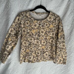 Studio Works Brown and Tan Fitted Long Sleeve Blouse